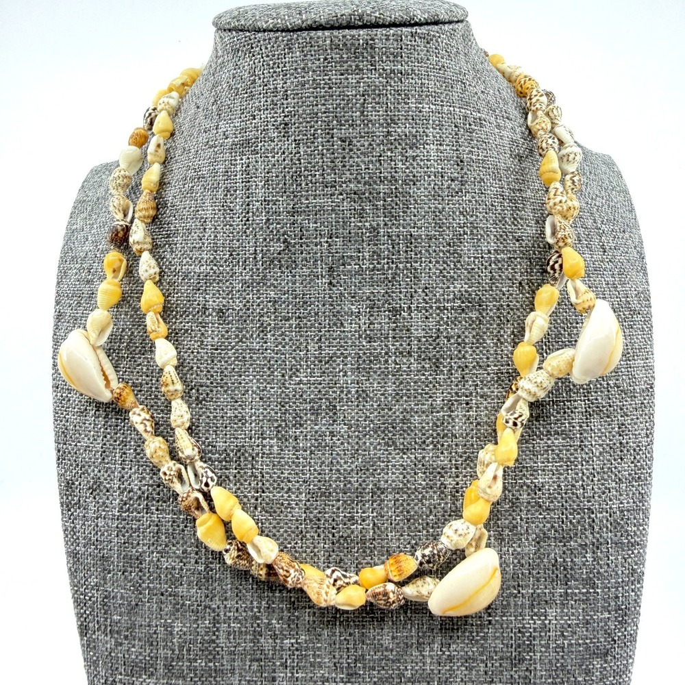 Natural Shell Beaded Necklace Multi-Strand Boho Beach Jewelry Statement Gift